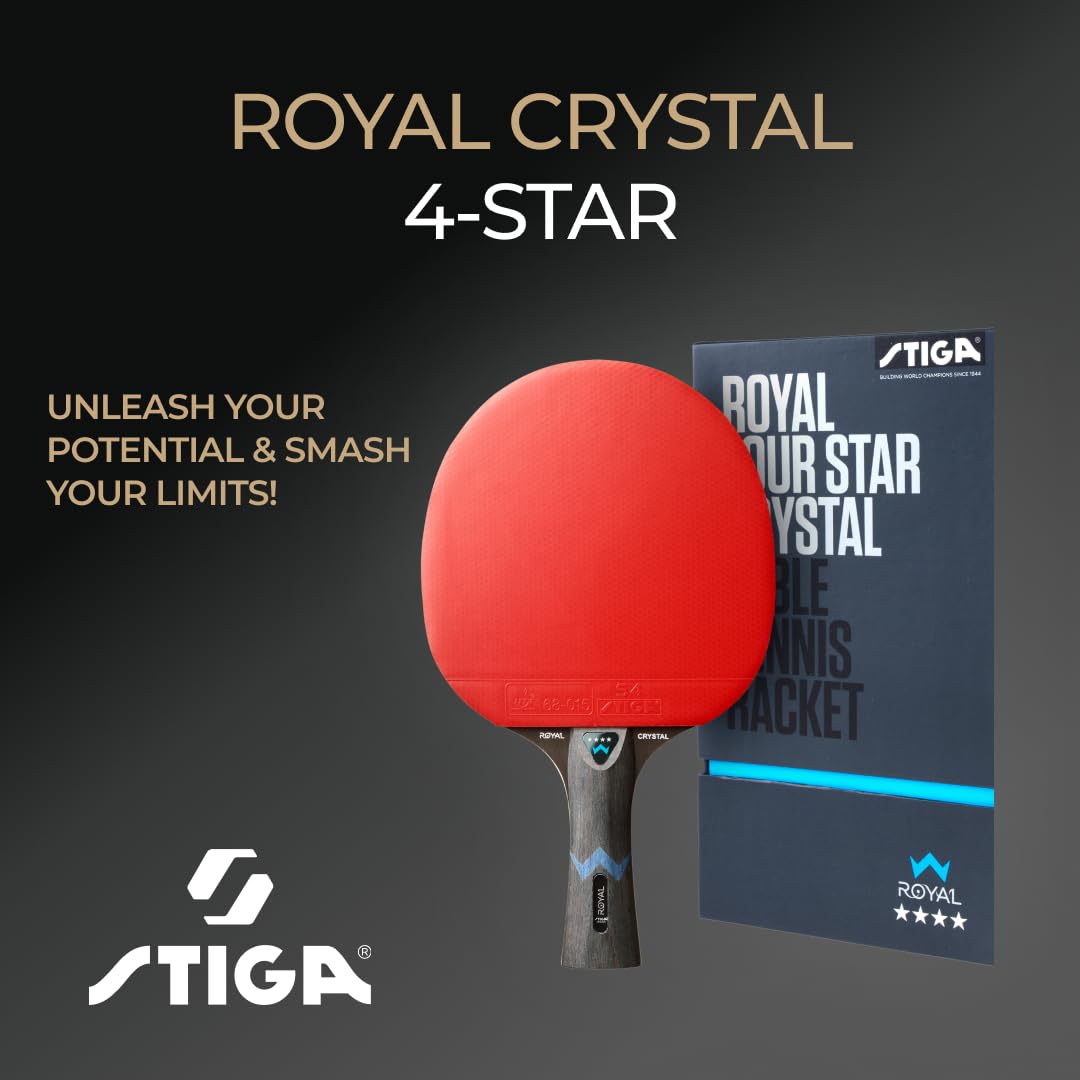 STIGA Royal Crystal Table Tennis Racket - High-speed racket with ITTF-approved STAR 4 rubber, 2.0mm sponge, and Crystal Technology - Perfect for fast and precise ping pong games.