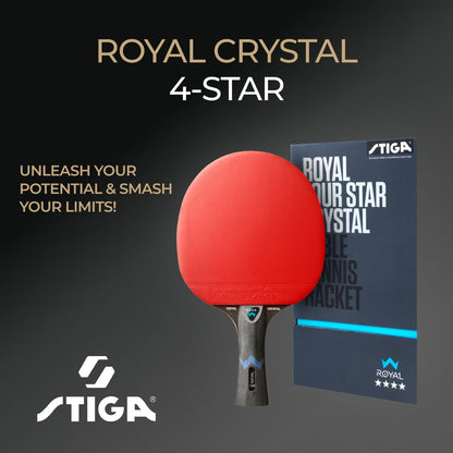 STIGA Royal Crystal Table Tennis Racket - High-speed racket with ITTF-approved STAR 4 rubber, 2.0mm sponge, and Crystal Technology - Perfect for fast and precise ping pong games.