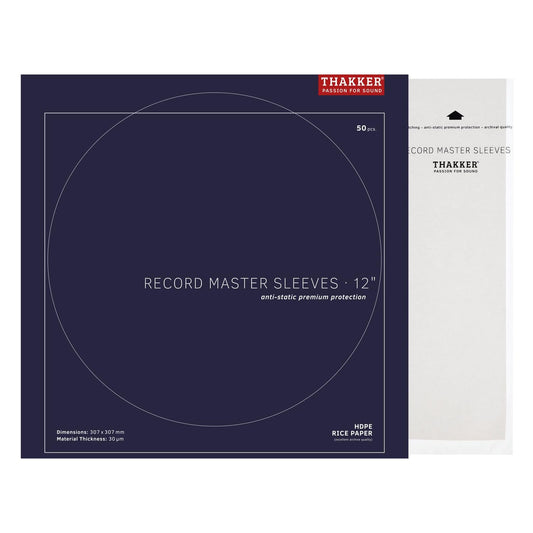 THAKKER Record Master Sleeves 12" - 50 antistatic inner sleeves | rice paper lining | premium protection for 12 inch vinyl records, LPs & Maxi singles | archival sleeves in collector's quality