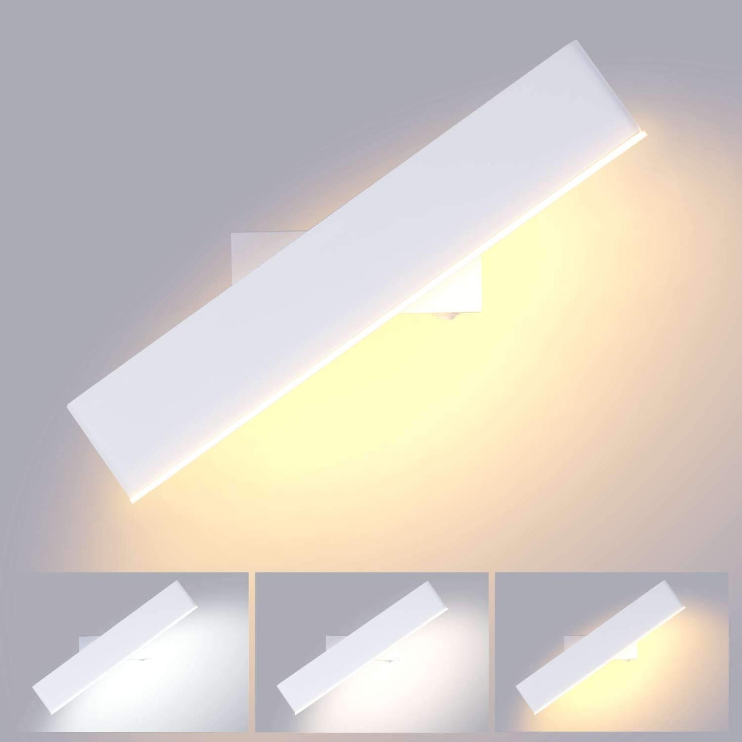 Lightsjoy LED Wall Light Indoor Modern Wall Lamp Hallway Wall Lighting 3 Color Temperatures with Switch 350° for Living Room Bedroom Kids Room etc. White