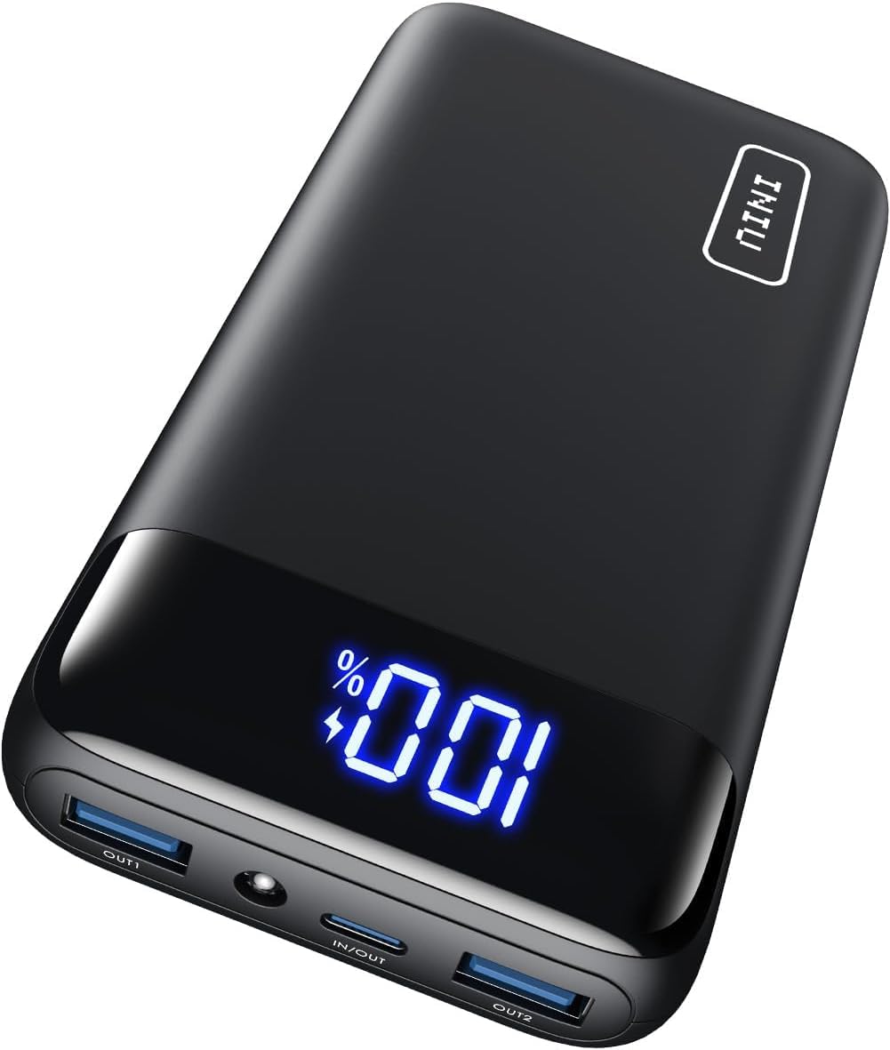 INIU Power Bank, 20000mAh 22.5W Mini Fast Charging Portable Charger 1 USB-C, 2 USB-A External Battery Packs LED Display, Battery Pack for iPhone 17 16 15 14 13 Xiaomi Samsung iPad Travel Camping Outdoor