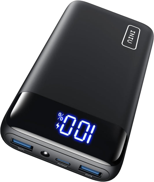 INIU Power Bank, 20000mAh 22.5W Mini Fast Charging Portable Charger 1 USB-C, 2 USB-A External Battery Packs LED Display, Battery Pack for iPhone 17 16 15 14 13 Xiaomi Samsung iPad Travel Camping Outdoor
