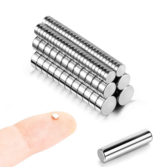 100 MEALOS Mini Magnets - 50 pieces 3 x 1 mm, 25 pieces 4 x 2 mm, 25 pieces 5 x 2 mm - tiny thin magnets for miniatures, small models, hobbies, crafts - small round magnets combo pack