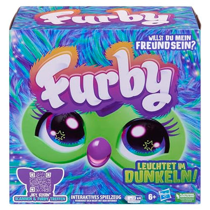 Furby Galaxy, glows in the dark, interactive plush toy - German Version, Silver/Blue/Purple