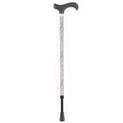 Ossenberg Reflective Aluminum Walking Cane with Derby Handle - Walking Stick for Men and Women - 10-level adjustable height - Hiking Pole for Nighttime - black/silver