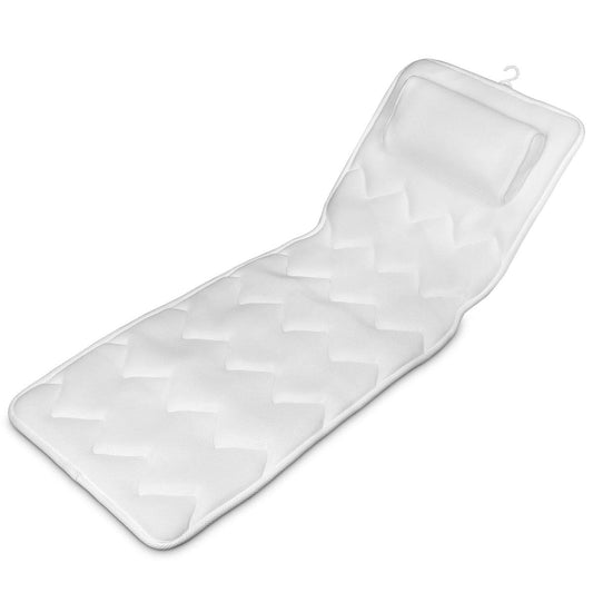 Navaris bathtub full body mat with pillow - 125x42cm mattress for bathtub tub pillow bathtub insert soft - mesh mat in white