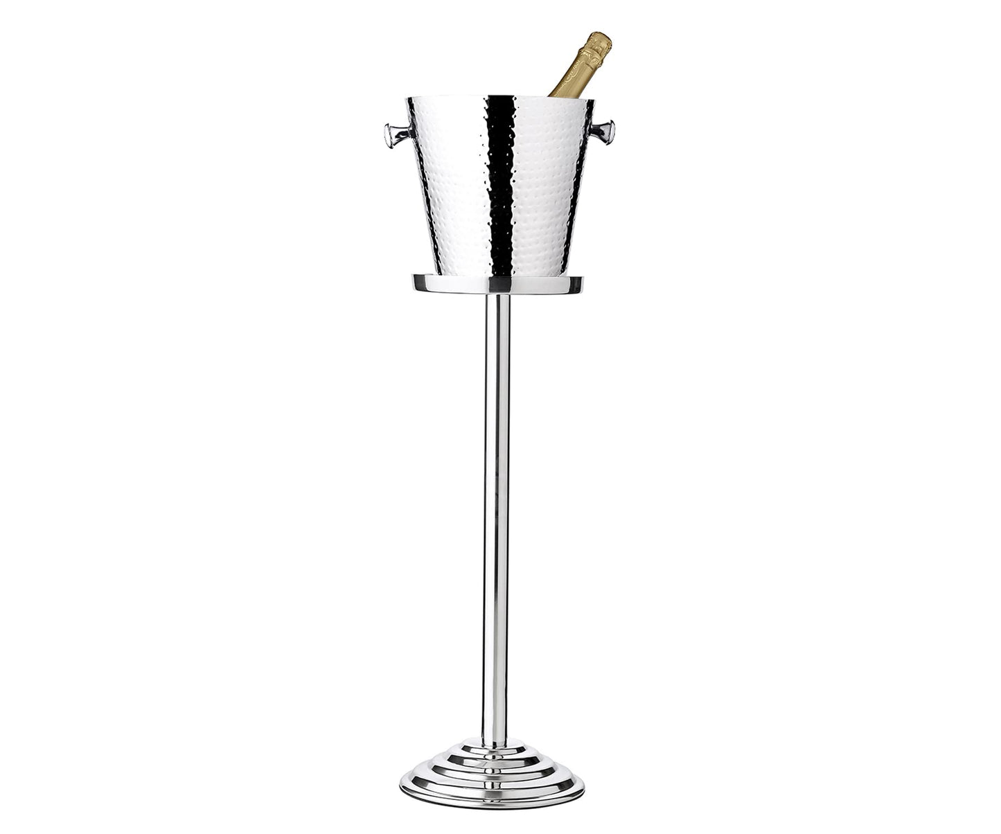 EDZARD Champagne Cooler Valencia, hammered, with stand, stainless steel, with handles, for 1 bottle - beverage cooler, bottle cooler, wine cooler, champagne cooler, ice bucket