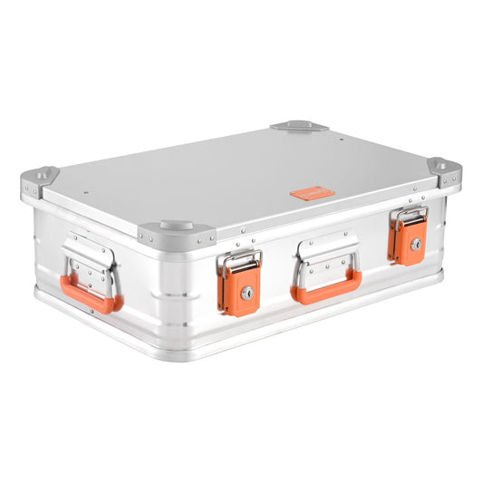 Aluminum box Aluminum case lockable E39 - Premium aluminum storage box 39 liters - Lid with aluminum die-cast stacking corners and rubber seal - including locks
