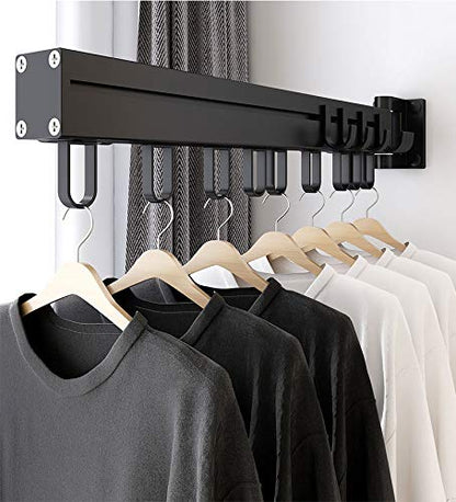 BHeadCat Wall-Mounted Clothes Rack 60cm, Multifunction Rotating Clothes Rack, Foldable Laundry Rack with 21 Hooks for Balcony, Laundry, Bathroom, Bedroom.
