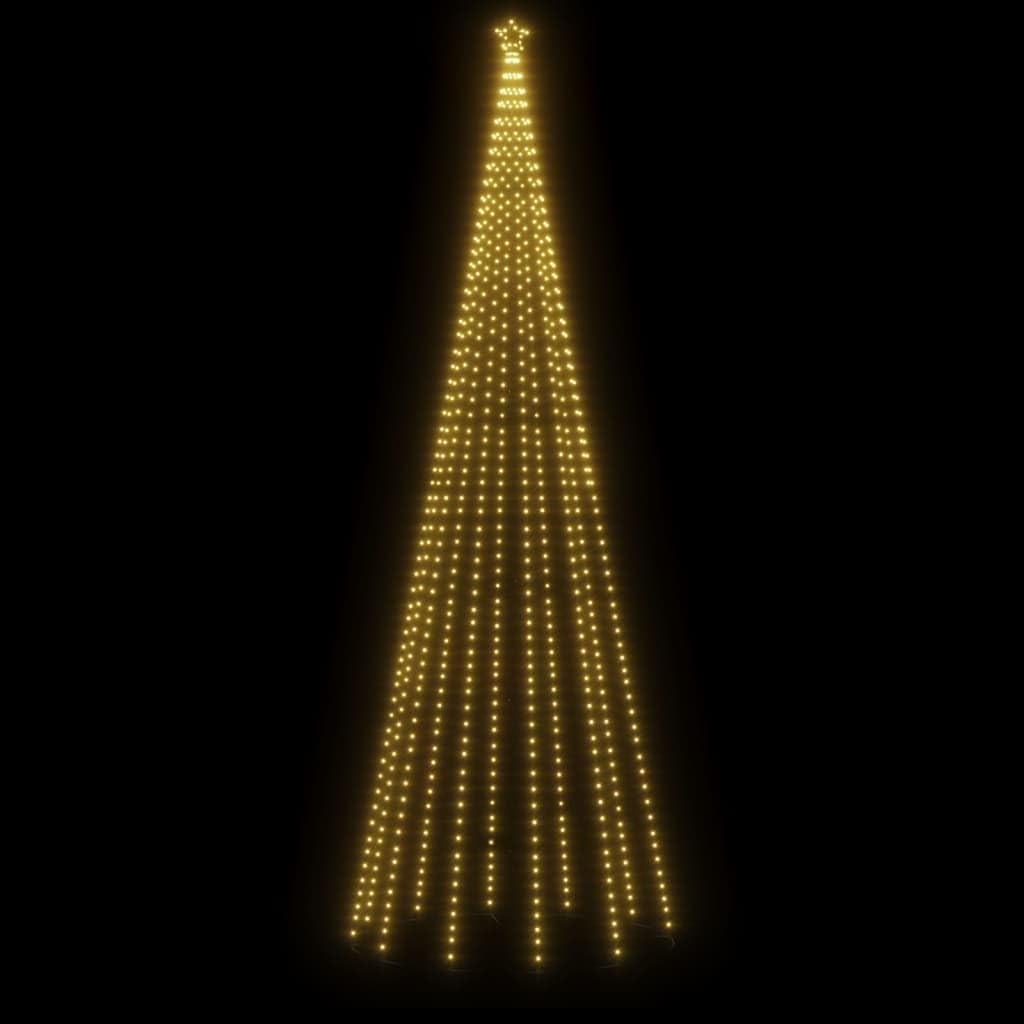 vidaXL LED Christmas Tree Cone Shape Pine Tree Light Tree Christmas Decoration Star Lighting Outdoor Illuminated Light Chain Warm White 732 LEDs 160x500cm