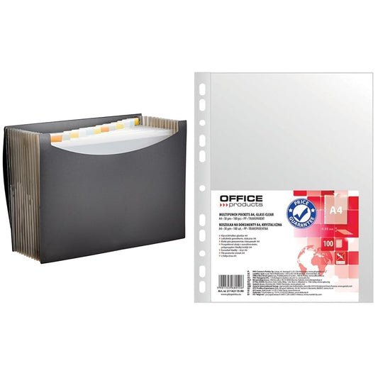 Amazon Basics A4 Document Folder, Black & OFFICE PRODUCTS Brochure Sleeves /100 pieces/Din A4