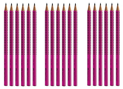 Faber-Castell Grip 2001 pencil in 6-pack, hardness: HB, barrel color: silver.