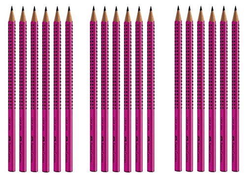 Faber-Castell Grip 2001 pencil in 6-pack, hardness: HB, barrel color: silver.