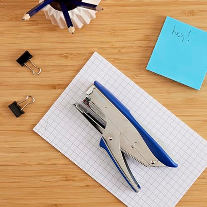 Leitz stapler, for 15 sheets, ergonomic metal design with rubber surfaces, top-loading mechanism, for staples P2 (no. 10), blue, 55450033.
