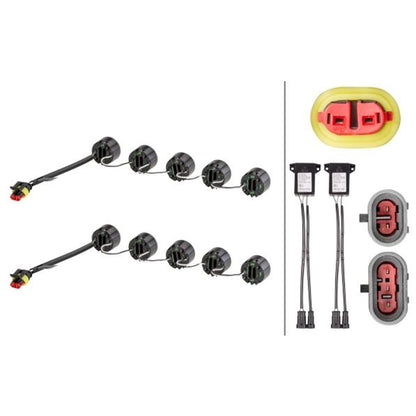 HELLA 2PT 010 458-701 LED daytime running light set - LEDayFlex - 12/24V - round - installation - light disc color: clear glass - cable: 120mm - vehicle front - set