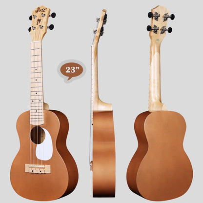 Winzz Ukulele Adult Beginner Set, Concert Ukulele 23 Inch, Kids Starter Kit with 9 Accessories (Color: Brown, Wood)
