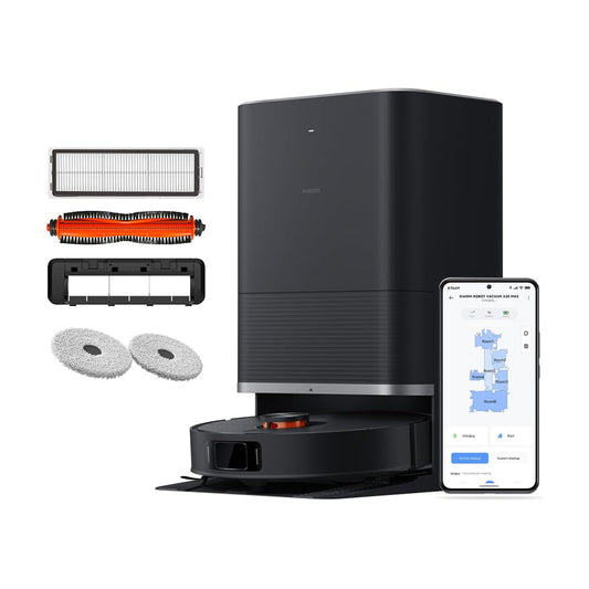 Xiaomi Robot Vacuum X20 Max - 8000 Pa suction power, dual mop system with hot water cleaning and drying, 75 days dust capacity, 4 cleaning modes, and 5200mAh battery for smart, thorough cleaning.