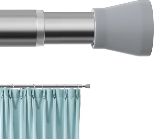 AIZESI Curtain Rod without drilling 113-197cm Telescopic Rod Curtain Rod Shower Curtain Rod Tension Rod Adjustable Curtain Rod Clamp Rod for Curtains, Bathroom - Silver (Diameter 22mm)