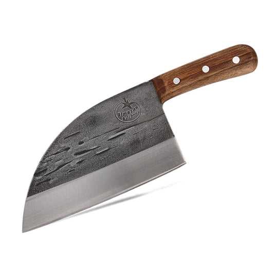 Almazan Kitchen Original Serbian Chef Knife in Handmade Wooden Box, Metallic
