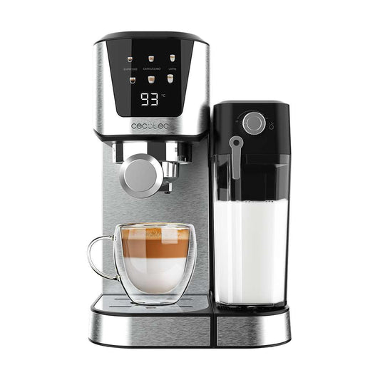 Cecotec Semi-Automatic Coffee Machine Power Espresso 20 Cream: 20 Bar, thermoblock heating system, for ground coffee, espresso, cappuccino, latte, touchscreen, 700ml milk container, 1L water tank.