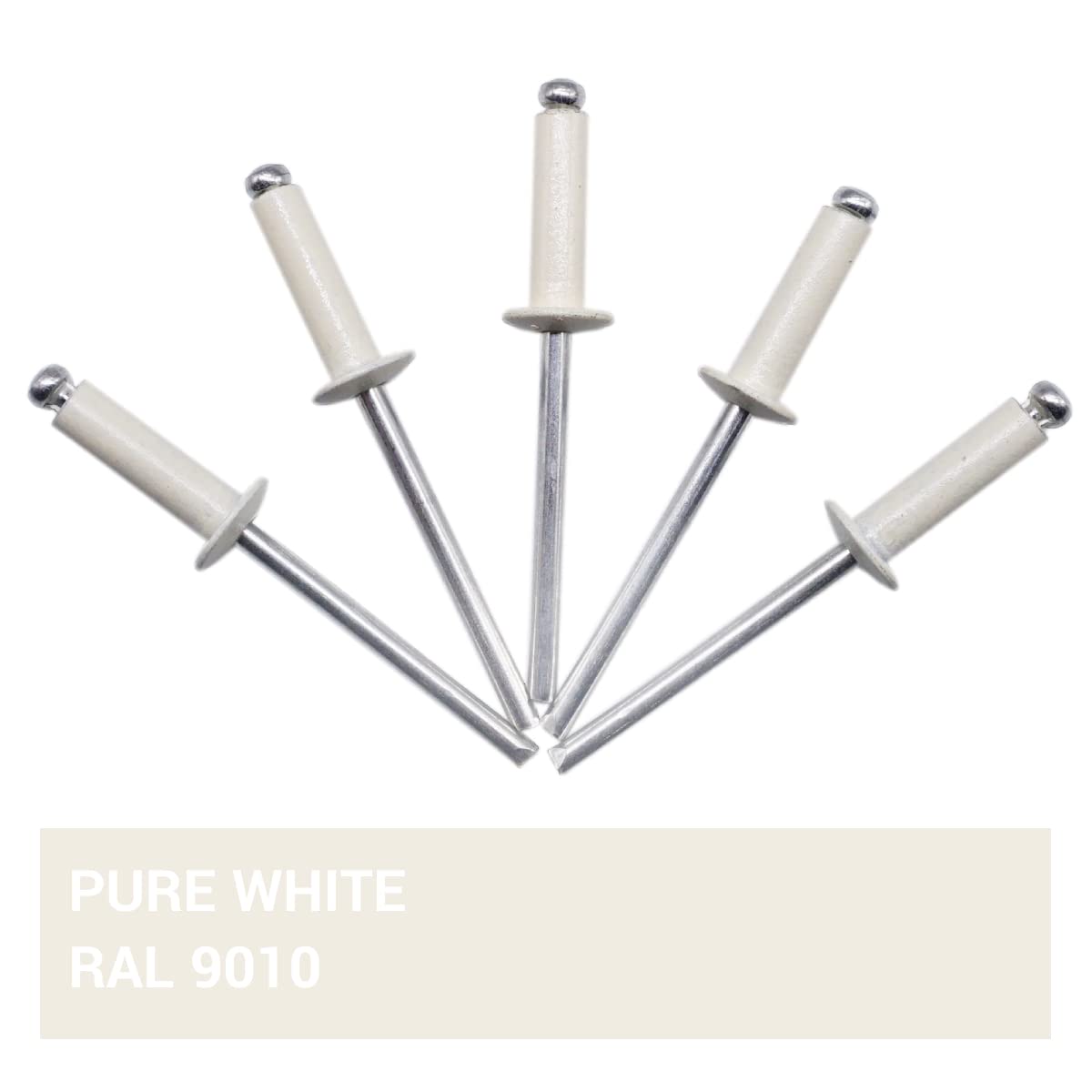 (400 pieces) Painted blind rivets 4.0 x 14 mm, dome head, DIN 7337, aluminum rivet and steel mandrel, pop rivets (400, pure white RAL 9010)