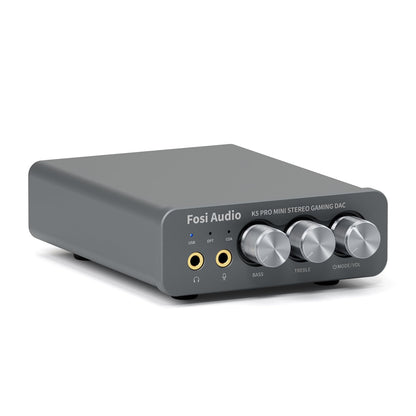 Fosi Audio K5 Pro headphone amplifier, USB C DAC headphone amplifier HiFi, USB/Optical/Coaxial/Microphone inputs to 3.5mm AUX/RCA output, Gaming DAC AMP Hi-Res for PS5/PC/MAC/Active Speakers.