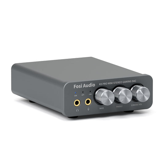 Fosi Audio K5 Pro headphone amplifier, USB C DAC headphone amplifier HiFi, USB/Optical/Coaxial/Microphone inputs to 3.5mm AUX/RCA output, Gaming DAC AMP Hi-Res for PS5/PC/MAC/Active Speakers.