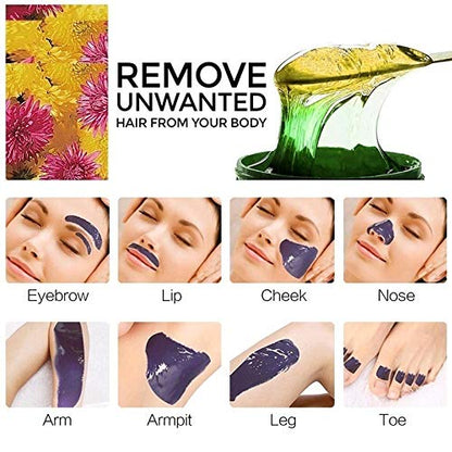 Apore wax warmer hair removal, waxing machine set wax warmer heater waxing kit wax heater, wax hair removal set (White+100g wax beans+10 pieces wooden spatulas)