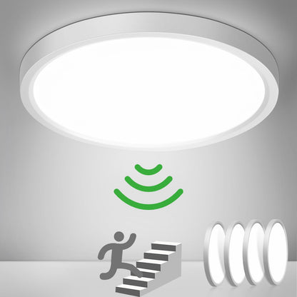 OPPEARL [4 pieces lamp with motion sensor indoor 23CM, 18W ceiling light with motion sensor round, 4000K LED ceiling lamp motion sensor as hallway light, balcony/garage/cellar/storage room lamp.