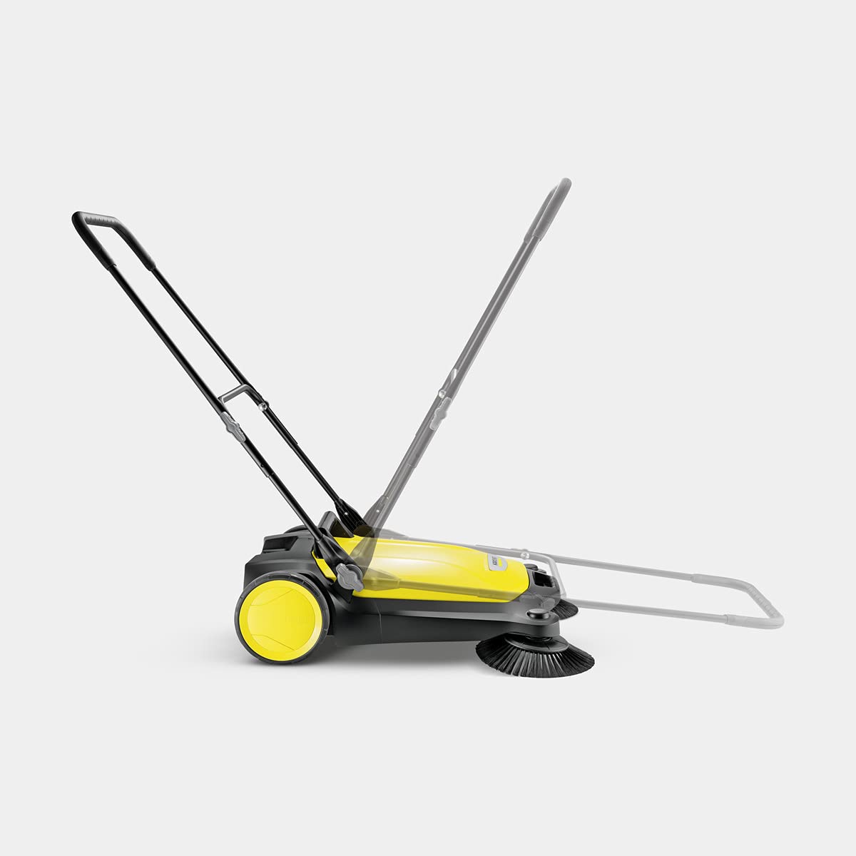 Kärcher Sweeper S 4 Twin (Max. area coverage: 2400m²/h, 2 side brushes, Sweeping container: 20 l, Working width: 680 mm, space-saving storage, height-adjustable push handle), foldable