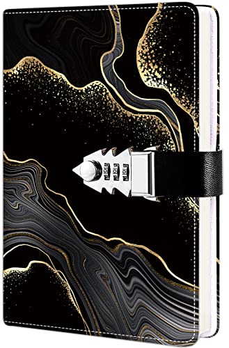 ZXHQ Diary with lock for girls and women, secret lock diary with, refillable faux leather notebook, size A5 (21 x 15 cm)