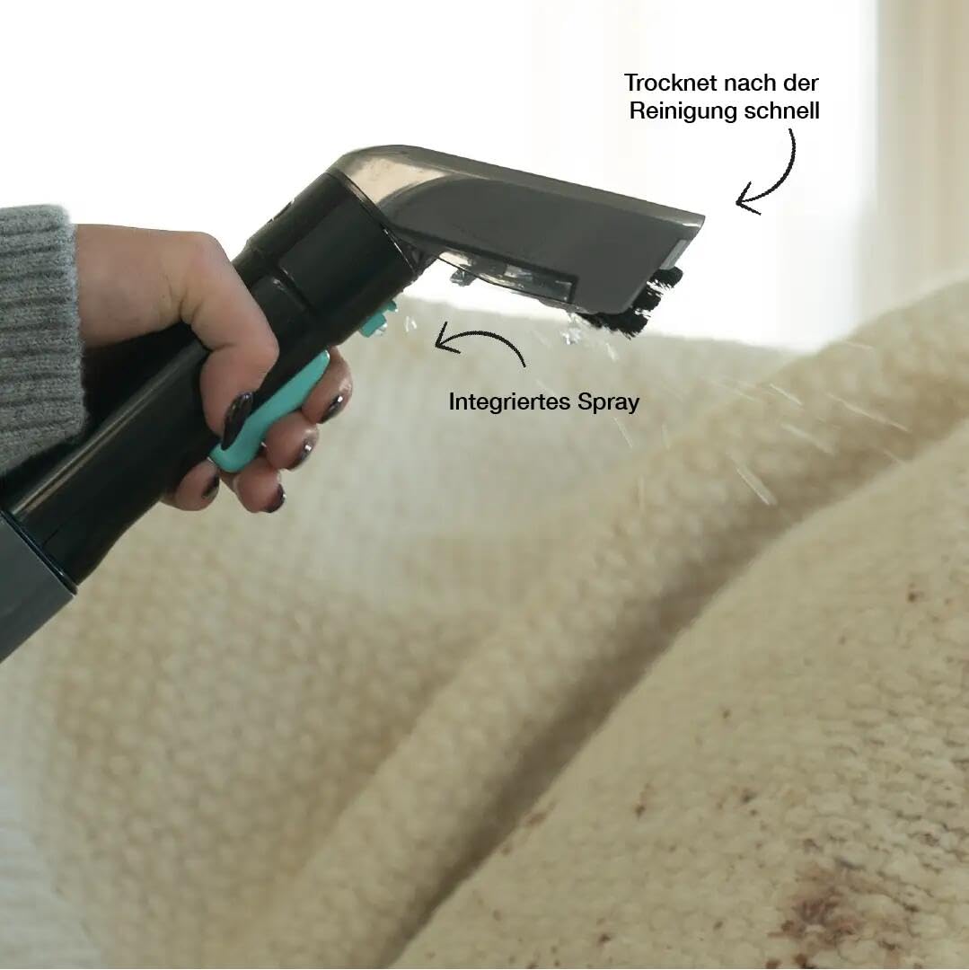 Achaté Carpet Cleaner - Stain Remover for Carpet, Sofa, rugs, upholstery, stairs, car - Powerful carpet cleaner - upholstery cleaner device 650W, 1.4L, Gray/Blue