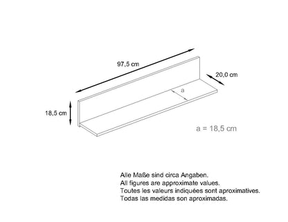 Vladon wall shelf Skadu, Made in Germany, floating shelf with practical storage, black high gloss (97.5 x 18.5 x 18.5 cm)