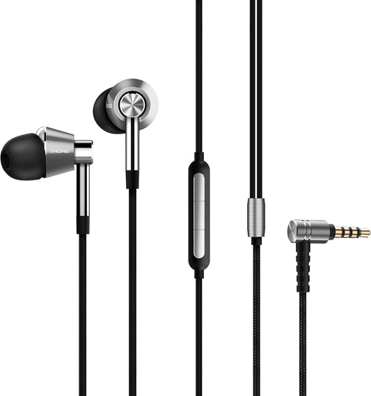 1MORE Triple-Driver Headphones, Wired In-Ear Hi-Fi Earbuds with High Resolution, Audio Stereo Bass, MEMS Microphone, In-Line Remote, High-Fidelity for Smartphones / PC / Tablet - Silver