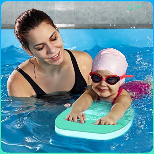 HeySplash Swimming Kickboard for Kids with Handles and Cartoon Pattern, suitable for children aged 3-6. Great for swimming training and learning different swimming styles. Color: Ice Blue.