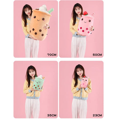 Bubble Tea plush toy XXL cute pillow, Kawaii Bubble Tea Cup plushie Boba tea cup plush toy decor (Green, 50cm)