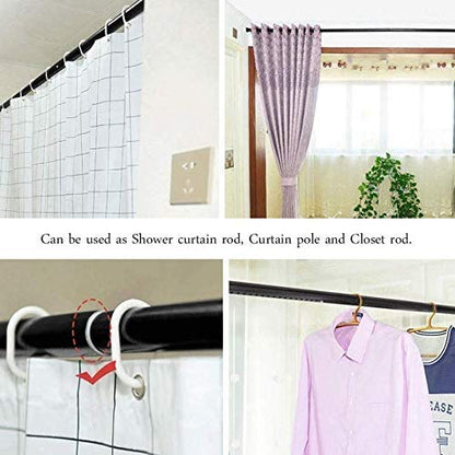 REHON 70-400cm No Drilling Required Extra Long Curtain Rod for Large Windows, Shower Rooms, Closets Black 2.6-3.1M