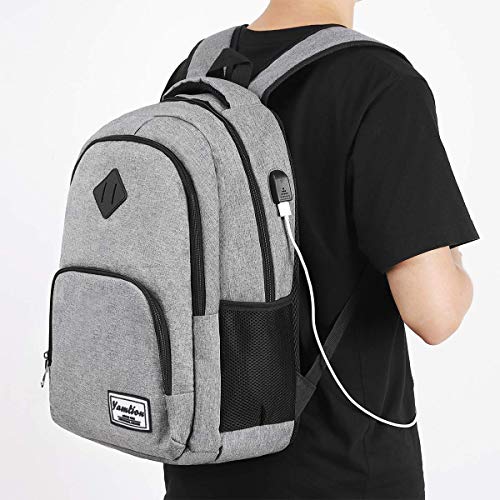 YAMTION backpack with laptop compartment, USB charging port for students and men. Ideal for school and work, 35L capacity.