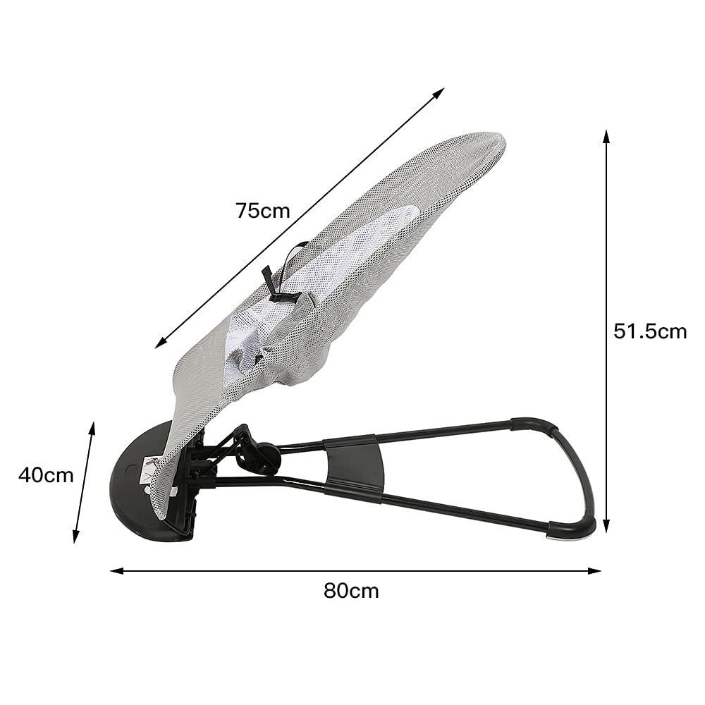 Baby bouncer MIMI, ergonomic design for newborns to toddlers, adjustable backrest, soft breathable fabric, foldable, suitable for babies 2.5kg - 10kg (Gray)