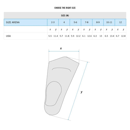 Arena Powerfin Swim Fins, training fins for adults, made of 100% silicone, comfortable and short swim fins.
