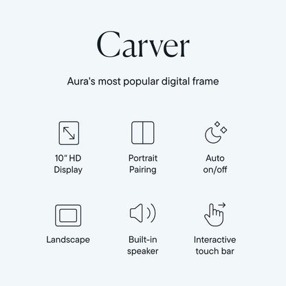 Aura Carver Smart Digital Picture Frame 10.1 Inch HD WiFi Cloud Digital Photo Frame, Free Unlimited Storage, Send Photos from Anywhere - Gravel