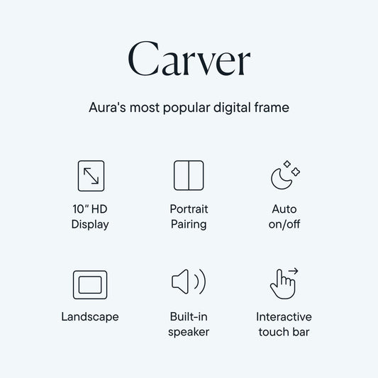 Aura Carver Smart Digital Picture Frame 10.1 Inch HD WiFi Cloud Digital Photo Frame, Free Unlimited Storage, Send Photos from Anywhere - Gravel