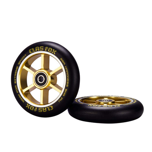 CLAS FOX Pro Stunt Scooter Wheels Roller Wheels 110mm A Pair with ABEC-9 Bearings CNC Metal Core (2 pieces) (Gold)