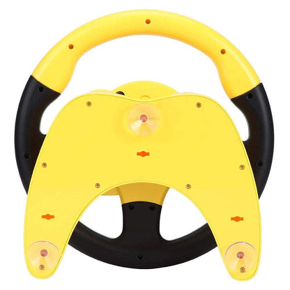 Steering wheel toy passenger car toy with music and lights child children driving learning toy musical education for toddler driver beginner [Yellow]