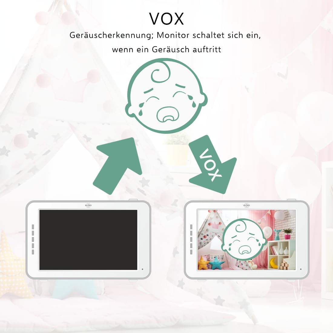 ELRO BC4000 Baby Monitor Royale Full HD baby monitor with 12.7 cm touchscreen and app