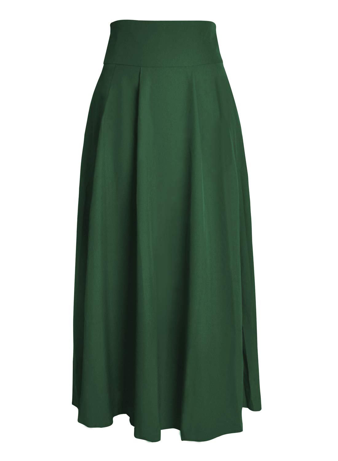 Dark green women's traditional skirt high waist midi A-line long wide elegant traditional festive maxi skirt with slit pockets pleated skirt pleated skirt lightweight beach skirt summer skirt S
