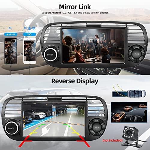 Android car stereo for FIAT 500 2007-2015 with navigation, Podofo 7 inch car radio Bluetooth with touch screen display/GPS/WiFi/RDS/FM/steering wheel control/Mirror Link for Android/IOS + Canbus