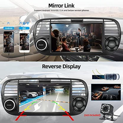 Android car stereo for FIAT 500 2007-2015 with navigation, Podofo 7 inch car radio Bluetooth with touch screen display/GPS/WiFi/RDS/FM/steering wheel control/Mirror Link for Android/IOS + Canbus