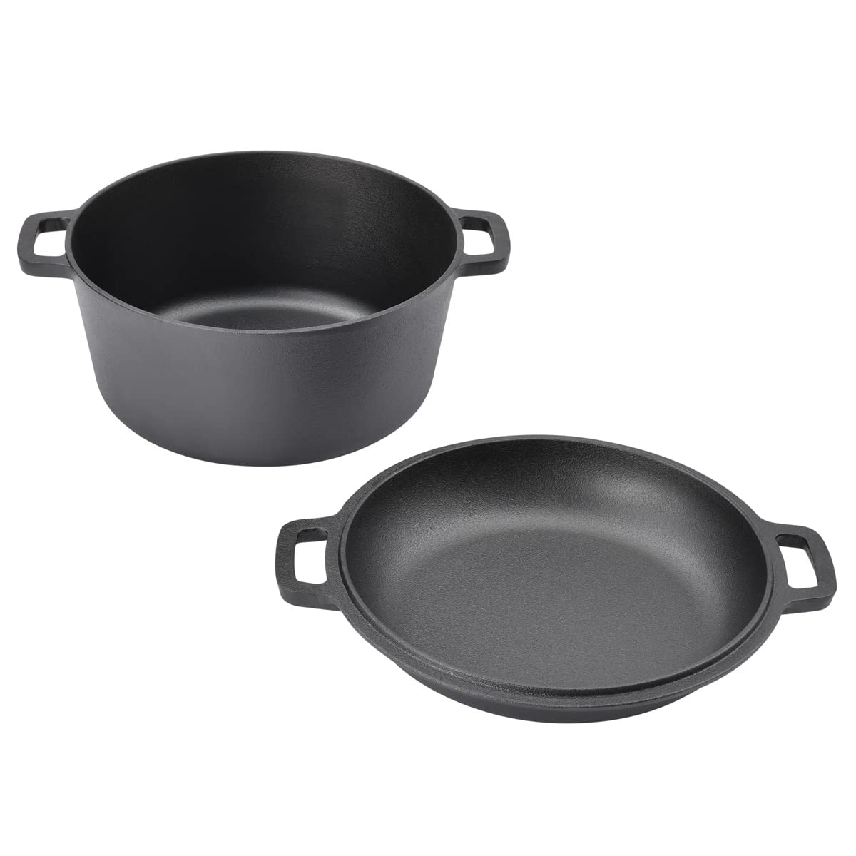 TAINO Cast Iron Pot with Skillet Lid 6l Dutch Oven All-purpose cast iron cooking pot for stove oven campfire grill