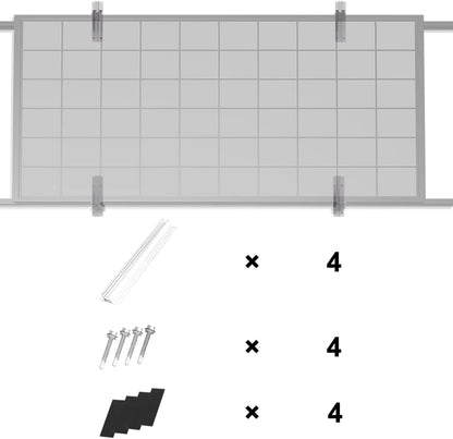 Solar Panel Mounting Kit, 400X400 Aluminum Solar Panel Mounting, with 4 Solar Panel Z Brackets and 2 Mid Clamps (30mm), Mounting Rail x 4 for 1 x Solar Panel